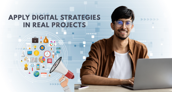 Students learning digital marketing